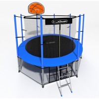 Батут i-Jump Classic Basket 10FT 306 см с нижней сетью и лестницей синий