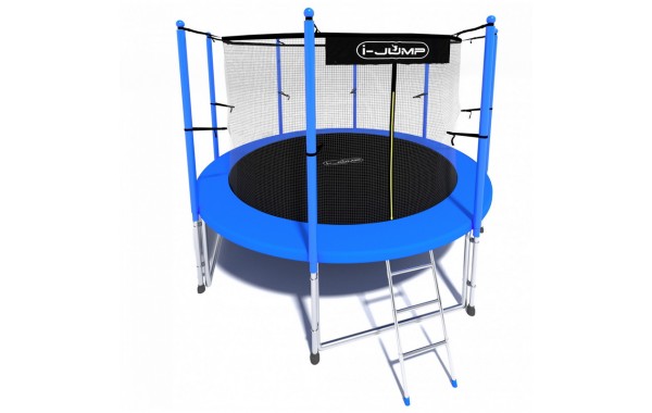 Батут i-Jump Classic 10FT 306 см с нижней сетью и лестницей синий 600_380