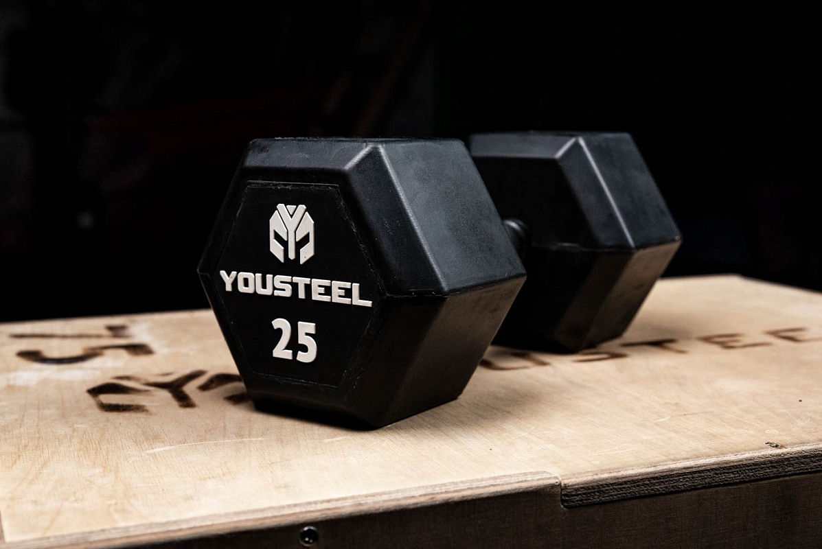 Гантель обрезиненная YouSteel HEX DB 7,5 кг 1197_800