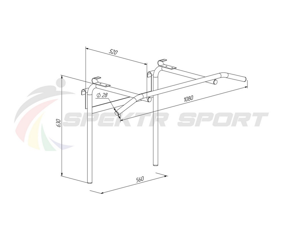 Турник-брусья навесной Spektr Sport Школьник 6, черный 987_800