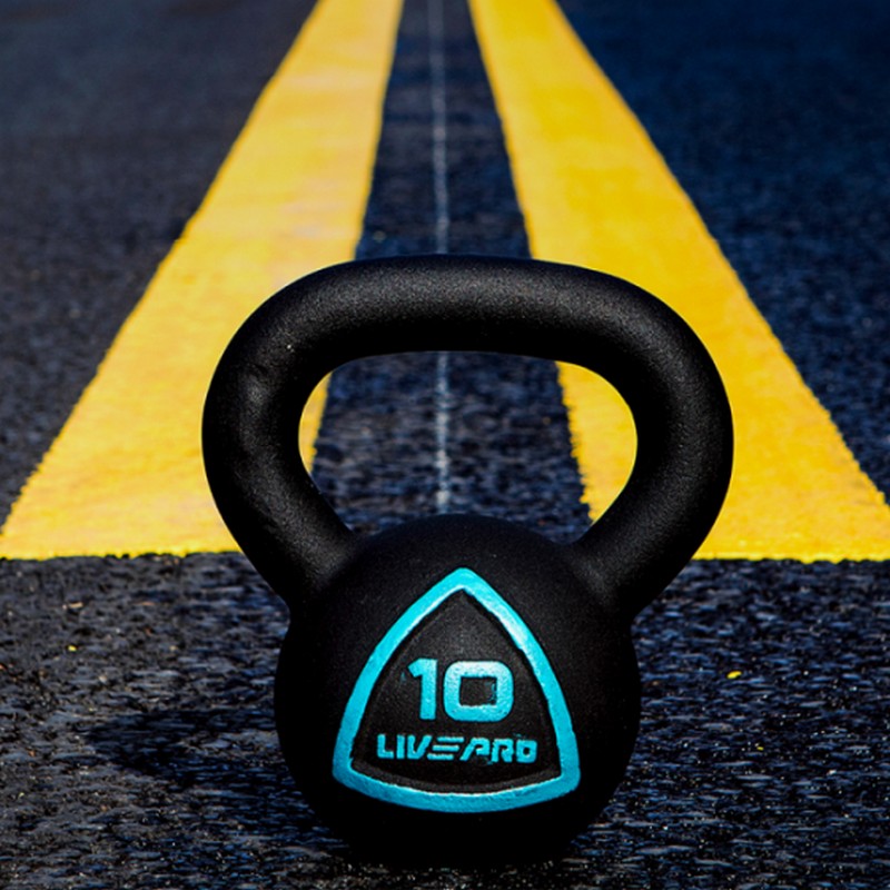 Чугунная гиря 28 кг Live Pro Solid Cast Iron Kettlebell LP8041-28 черный\синий 800_800